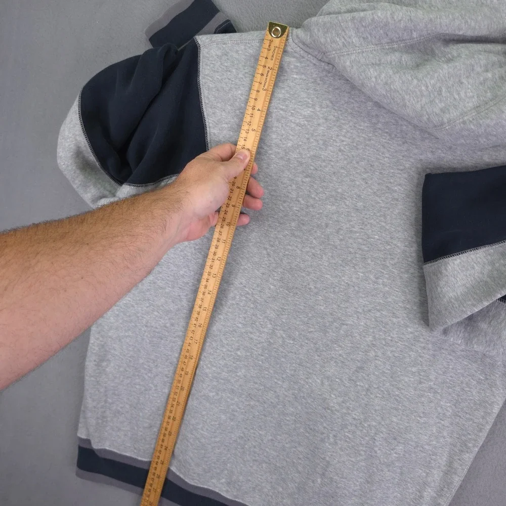 Jordan Hoodie Mens Large Gray Black Varsity Snap Fleece Jumpman Sweatshirt